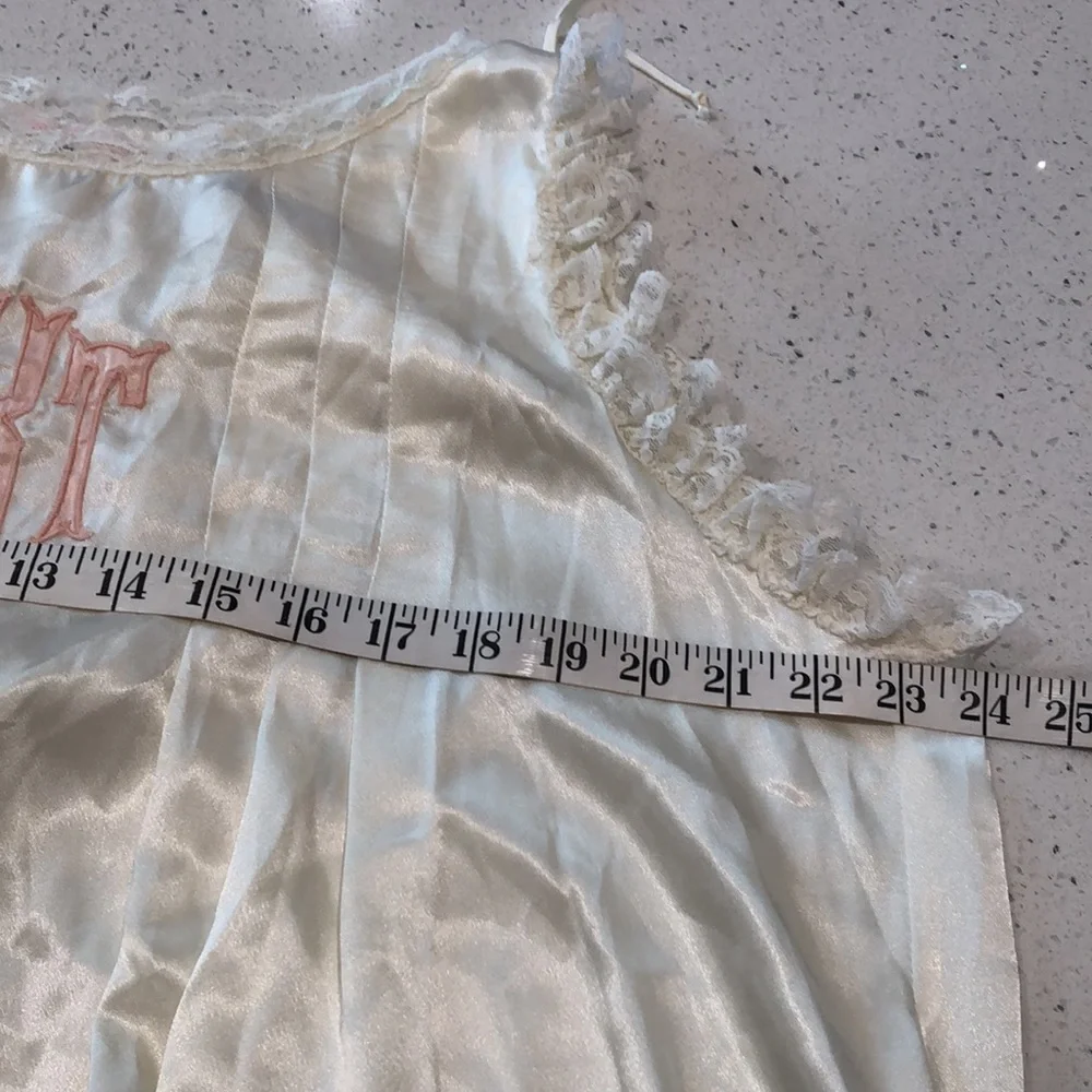 Vintage Eleanor Beard ruffled satin nightgown - Picture 8 of 9